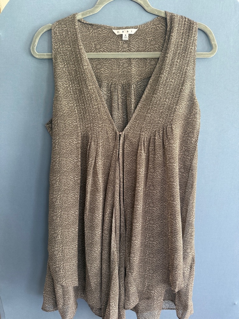 CAbi Taupe Petite Dot Sleeveless V-Neck Tunic